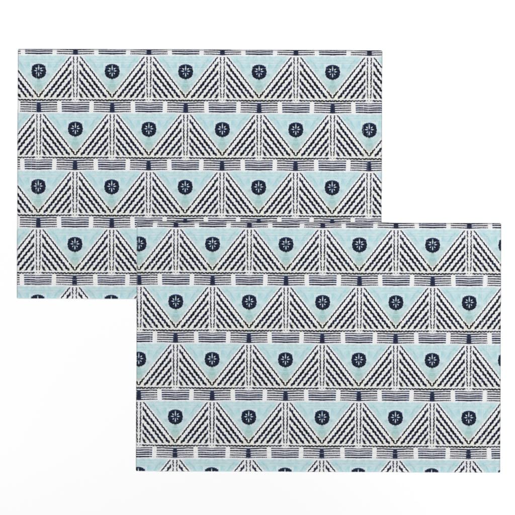 Premium Linen Cotton Canvas Placemats Set of 2 - Modern Geometric Tribal Chevron Floral Striped Print Table Mats for Dining Room Decor, Kitchen Table Setting & Party Entertaining
