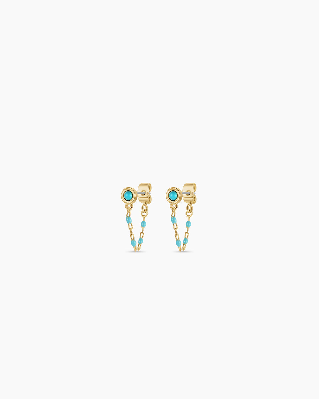 Turquoise Capri Chain Huggie Earrings for Women – Stylish Dangle Hoop Earrings for Everyday Wear & Special Occasions