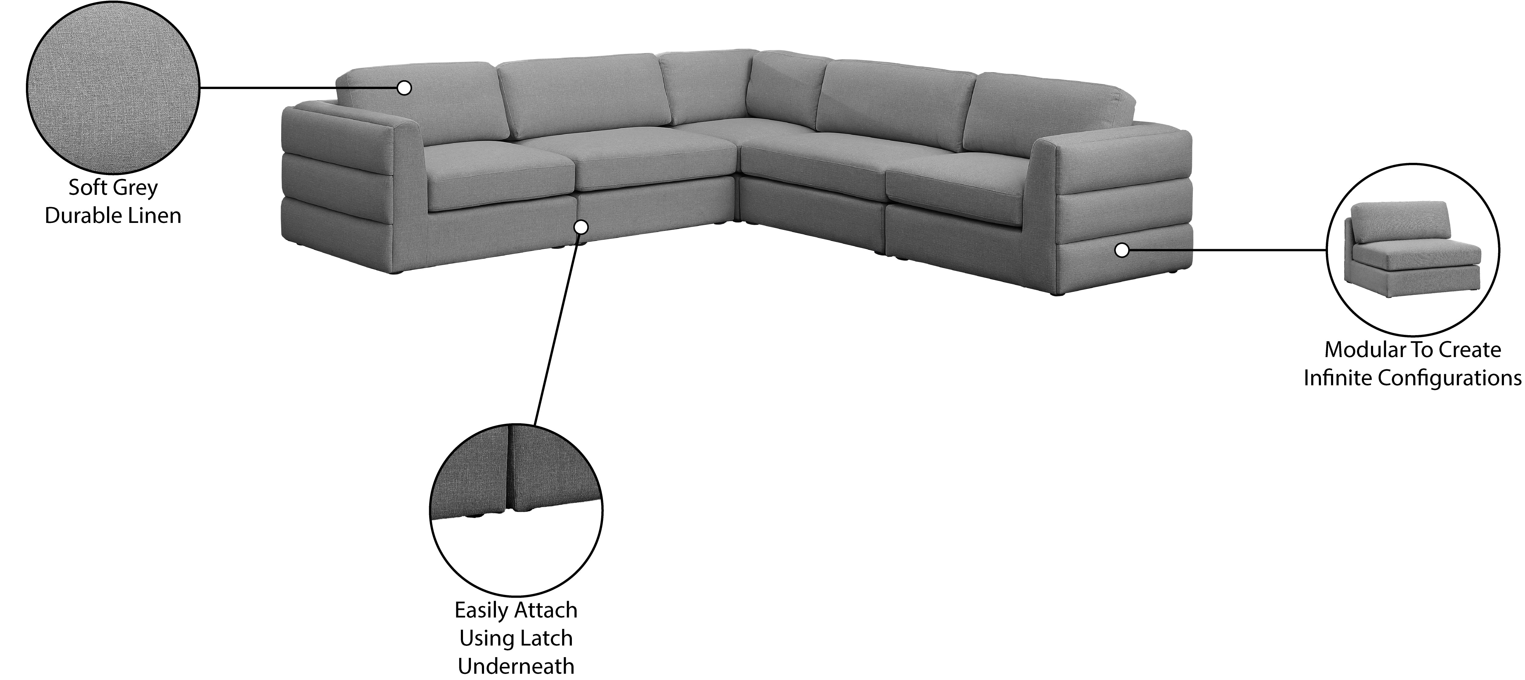 Beckham Durable Linen Texture Fabric Modular Sectional Sofa - Modern Living Room Furniture for Home & Office Comfort