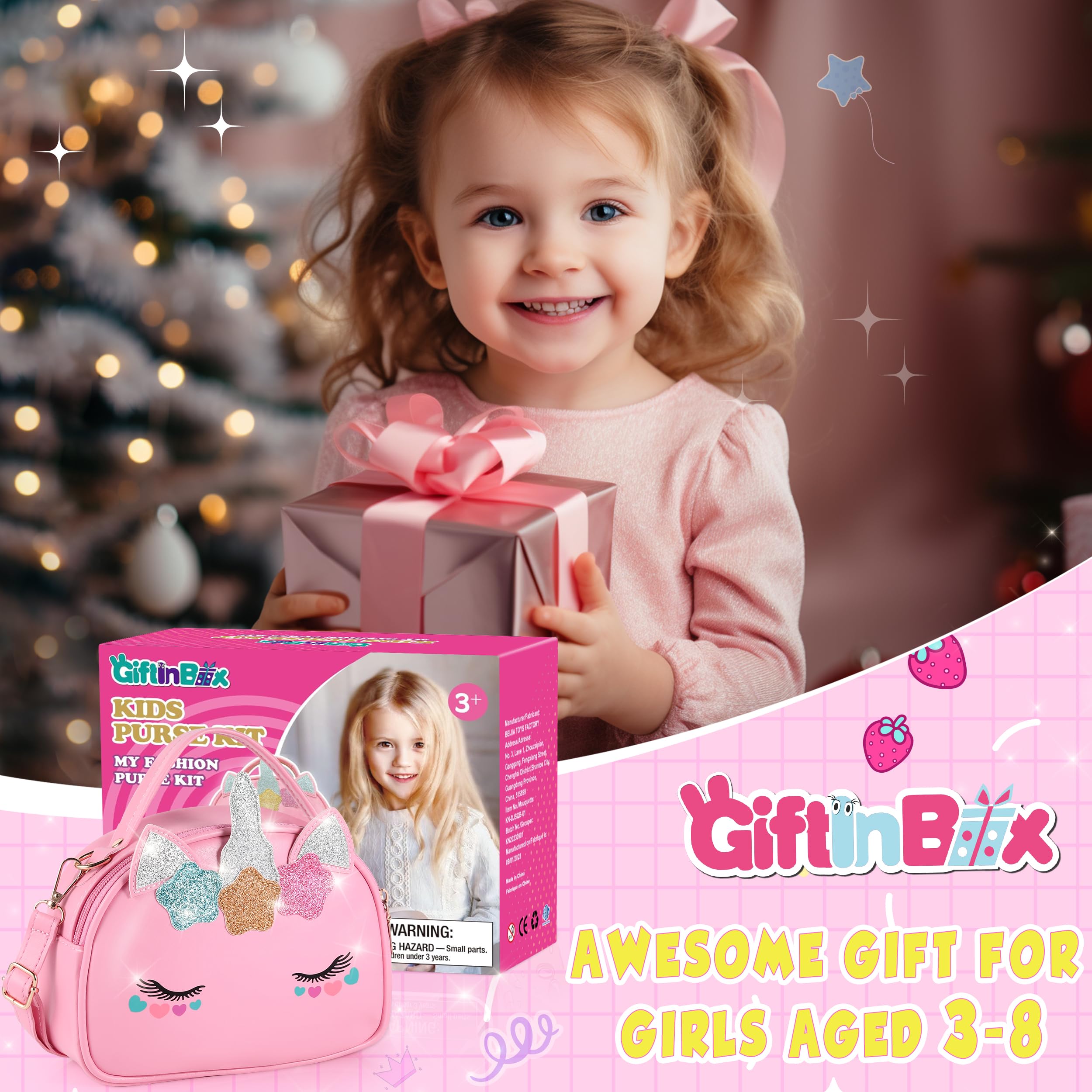 Unicorn Pretend Play Purse for Toddler Girls Age 3-8 - Princess Makeup Toy Set with Accessories | Perfect Easter & Birthday Gift for 3-8 Year Old Girls | Dress Up & Role Play Fun