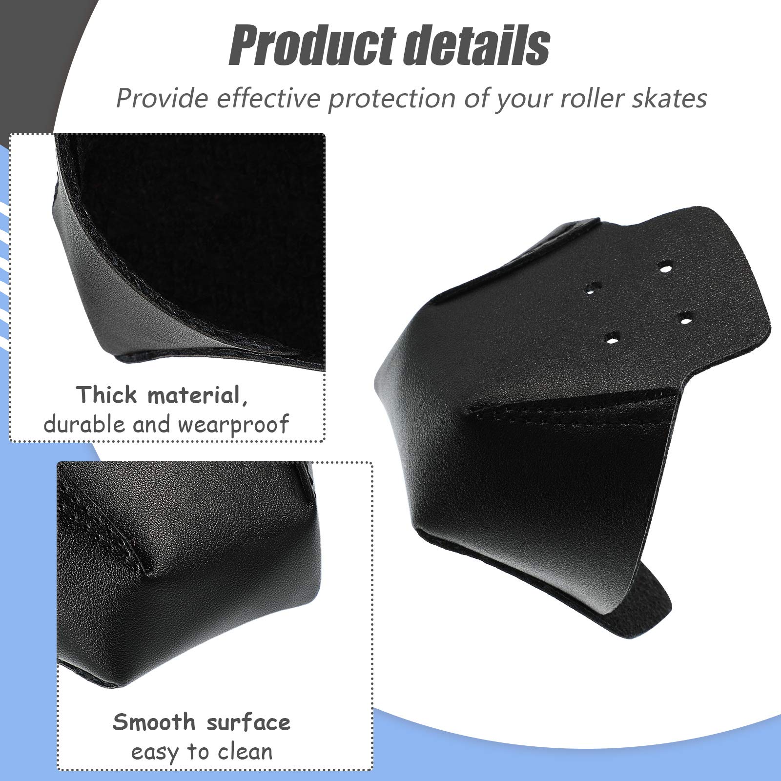 Geyoga 2 Pairs Roller Skate Toe Guards - Durable Artificial Leather Protectors for Quad Skates - Perfect for Indoor & Outdoor Skating, Rink, Derby & Roller Disco