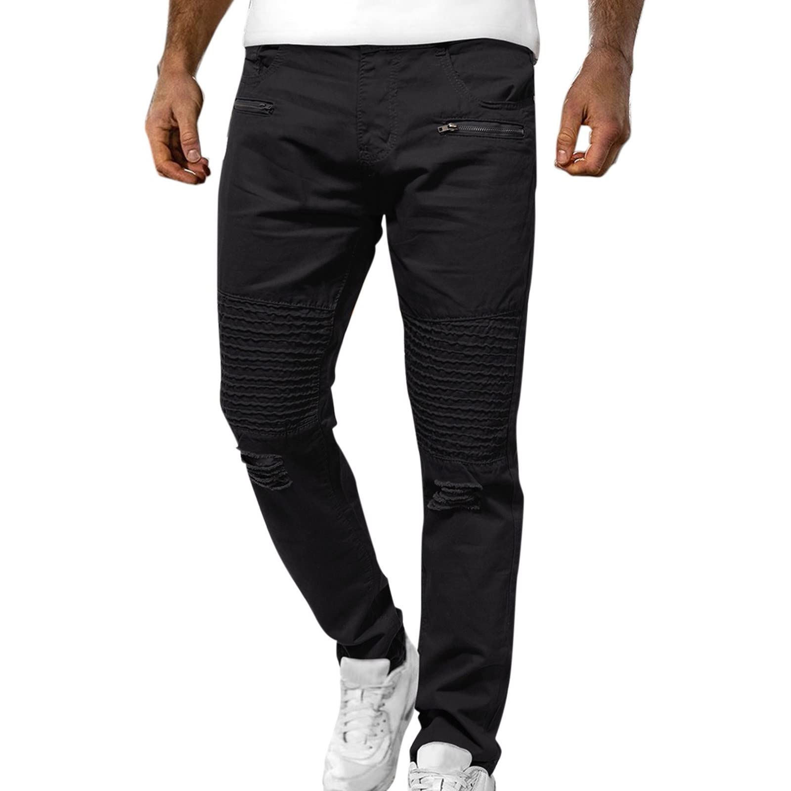 **Big & Tall Men's Casual Ripped Jeans - Mid Waist Button Fly with Pockets | Comfortable Stretch Denim for Everyday Wear, Work & Outdoor Activities**