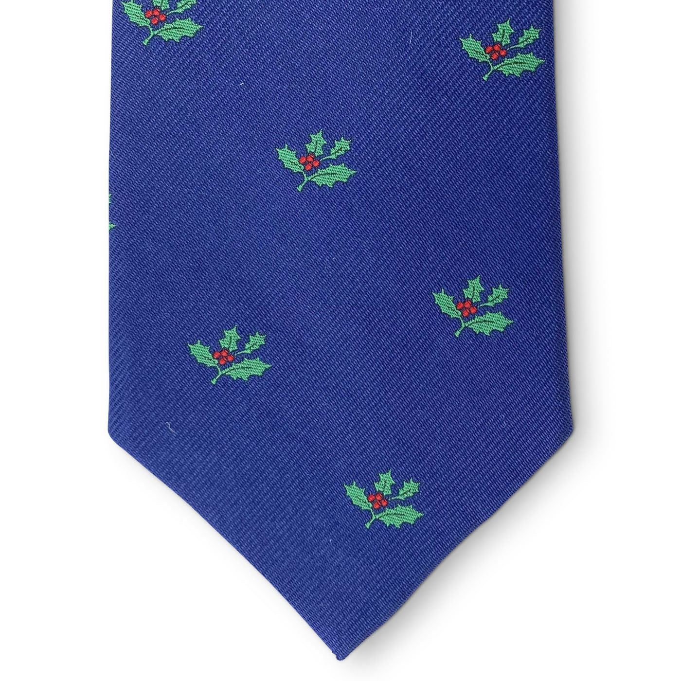 Men's Navy Blue Tie with Hollyberry Pattern - Perfect for Business, Weddings & Formal Events