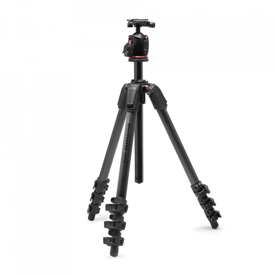 Manfrotto 055XPRO AS Carbon Fiber Tripod Kit with Ball Head - Professional Camera Tripod for Photography, Videography & Travel - Perfect for Outdoor Shoots, Studio Work & Landscape Photography
