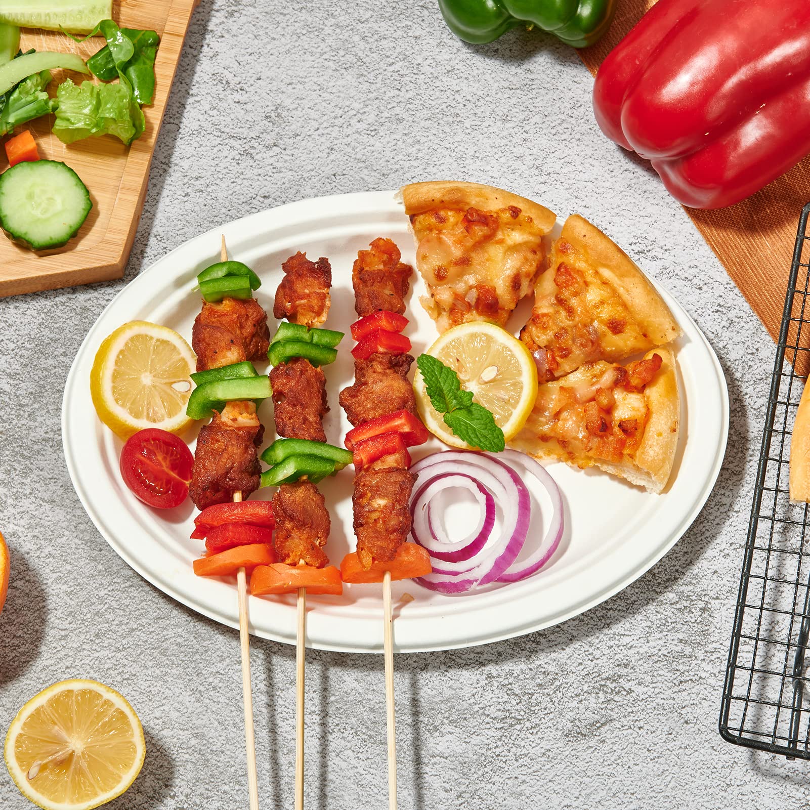 **Vplus 100% Compostable Oval Paper Plates 10 inch 125 Pack – Super Strong Disposable Bagasse Plates, Natural & Biodegradable Eco-Friendly Sugarcane Dinnerware for BBQ, Party, Picnic, and Outdoor Gatherings – Perfect for Eco-Conscious Events**