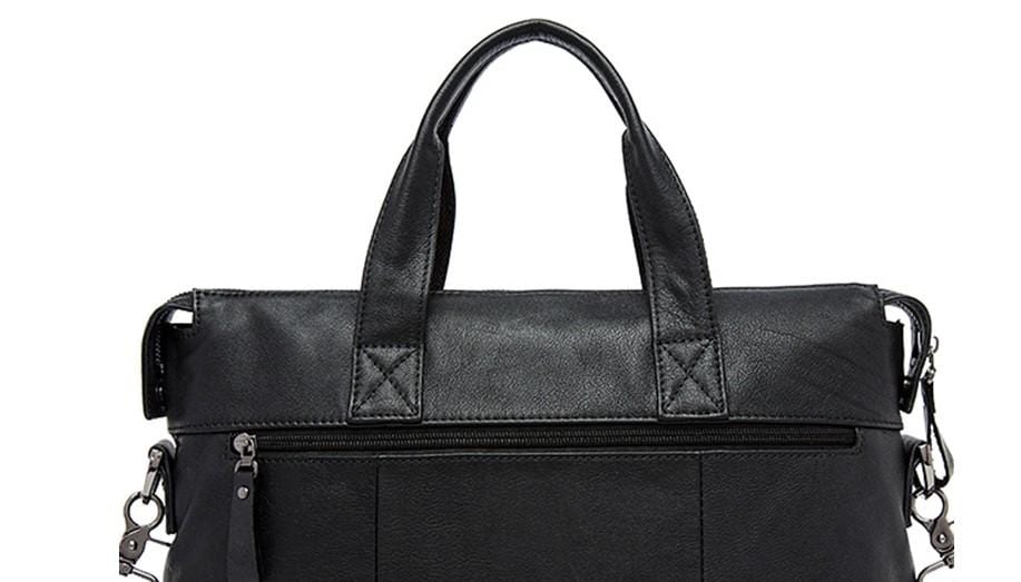 Premium Black Leather Messenger Bag for Men & Women - Stylish Laptop Briefcase for Work, Travel & Business (Fits 15.6
