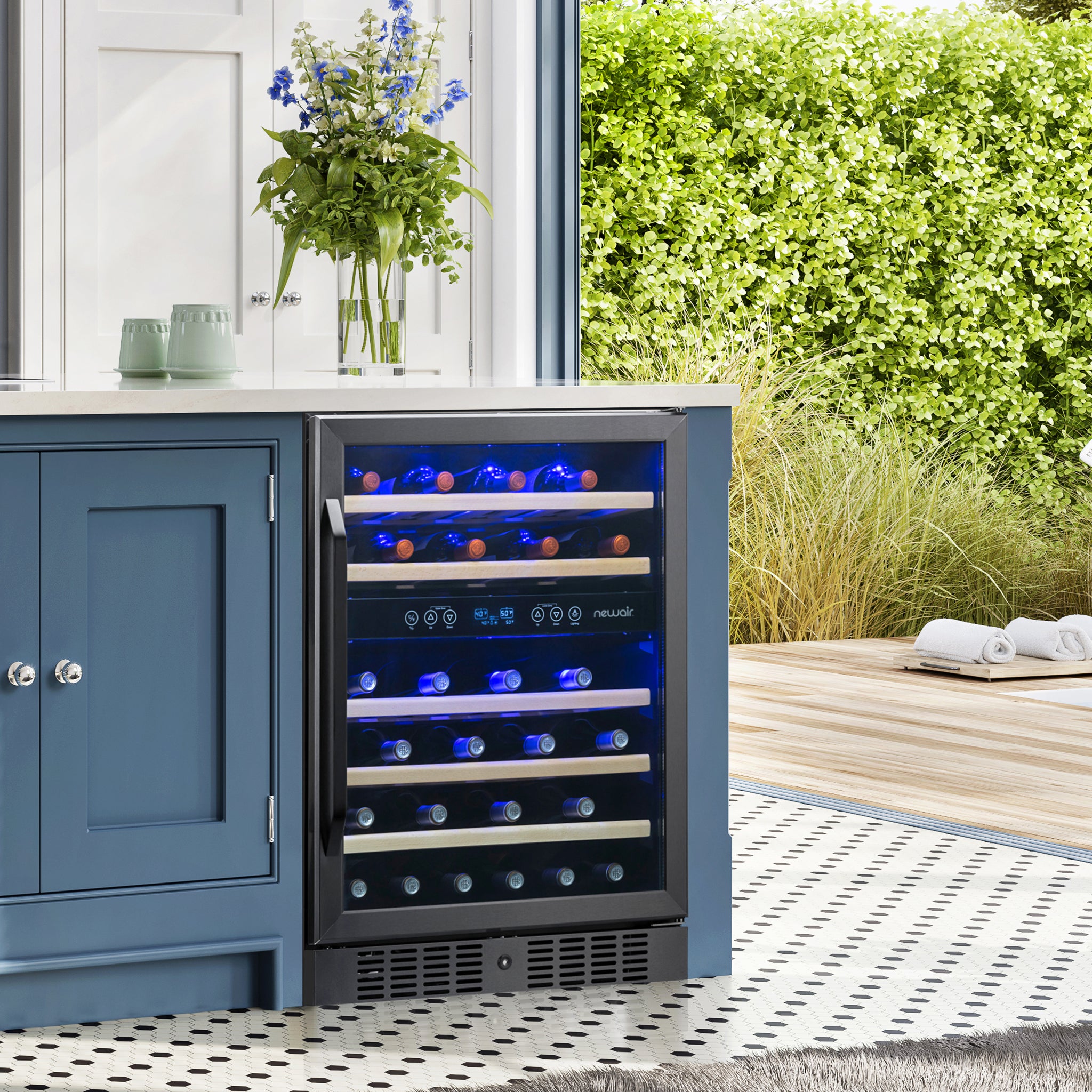 Newair® 46 Bottle 23.5 Inch Black Built-In Dual Zone Wine Cooler Refrigerator - Perfect for Home Bars, Restaurants, and Wine Cellars