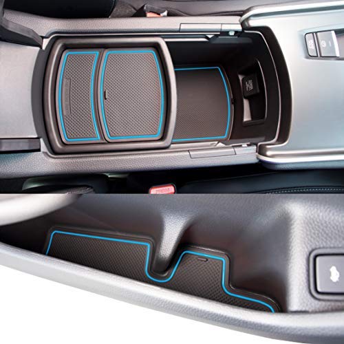 Premium Non-Slip Cup Holder Inserts & Interior Accessories for Honda Accord 2018-2022 - 17pc Set with Anti-Dust Design, Center Console Liner & Door Pocket Mats (Blue Trim) - Perfect for Road Trips, Daily Commutes & Car Organization