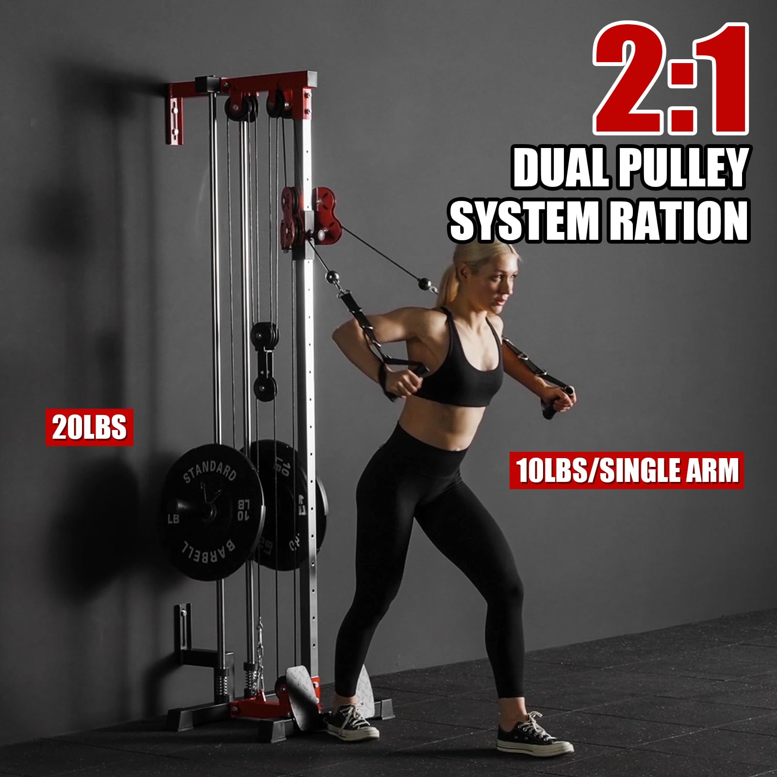 ER KANG Wall Mount Cable Station - Dual Pulley System with 18 Adjustable Positions for Home Gym Strength Training | Perfect for Full-Body Workouts, Weight Loss & Muscle Building