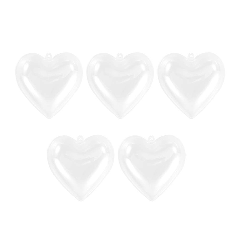 Amosfun 5-Piece Clear Christmas Tree Heart Ornament Candy Boxes - Holiday Party Decorations (Medium Size) | Perfect for Xmas Tree Decor, Gift Wrapping & Party Favors