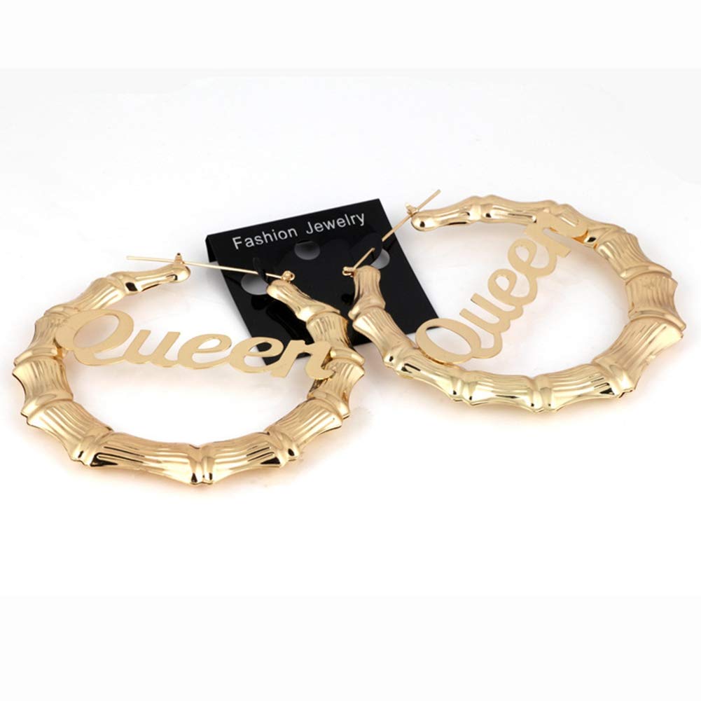 90s Retro Round Bamboo Grain Hoop Earrings for Women - 90mm Gold Big Hoop Earrings for Hip Hop Party, Festival, and Everyday Wear
