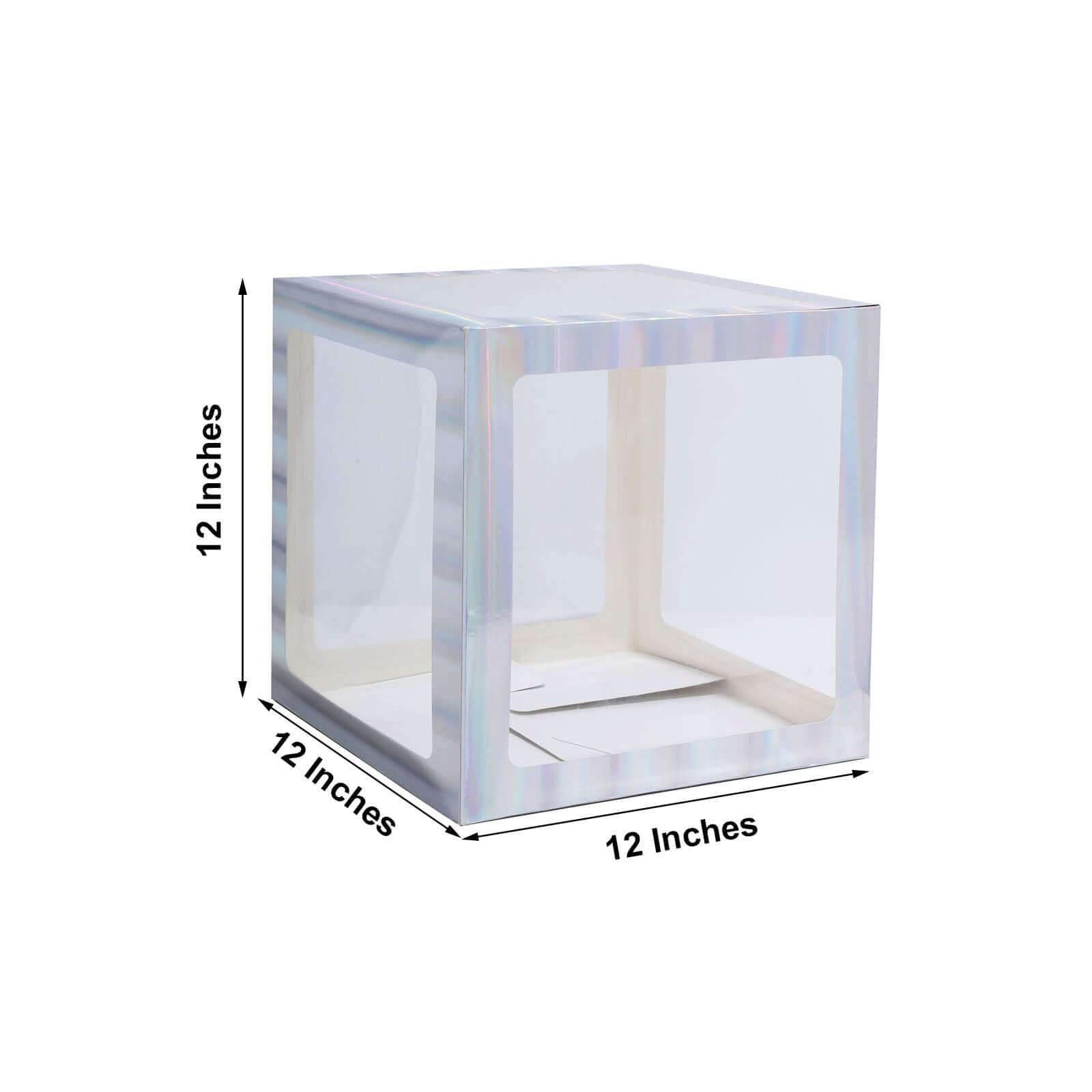 Efavormart 2-Pack Iridescent Edge Clear Balloon Gift Boxes - DIY Party Decor for Baby Shower, Christmas, Birthday, Wedding | Perfect for Table Centerpieces, Photo Booth Props & Event Styling