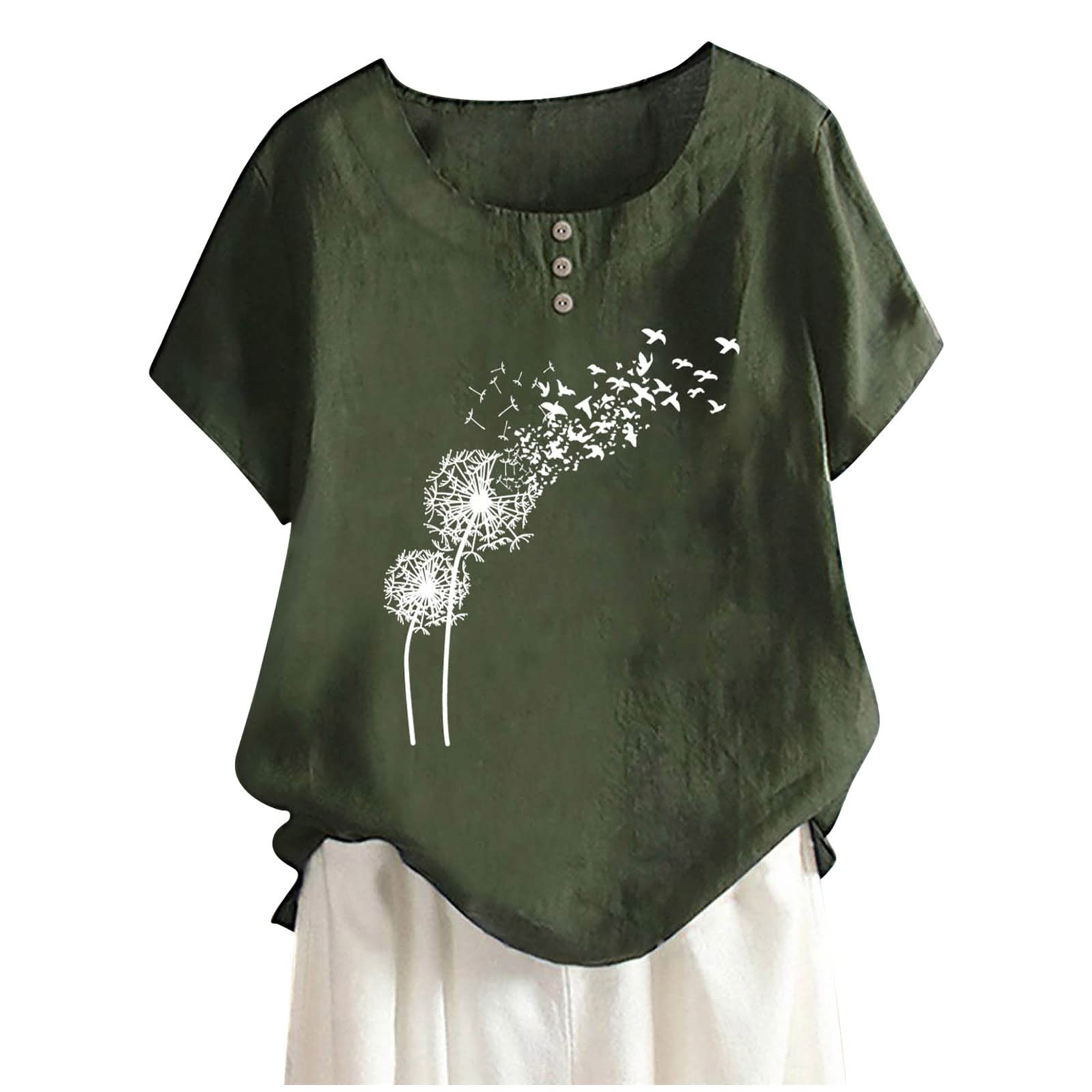 Women's V-Neck Button-Up Tunic Tops - Stylish Band T-Shirts with Love Heart Graphic for Leggings | Casual Blouses for Work, Date Night & Everyday Wear