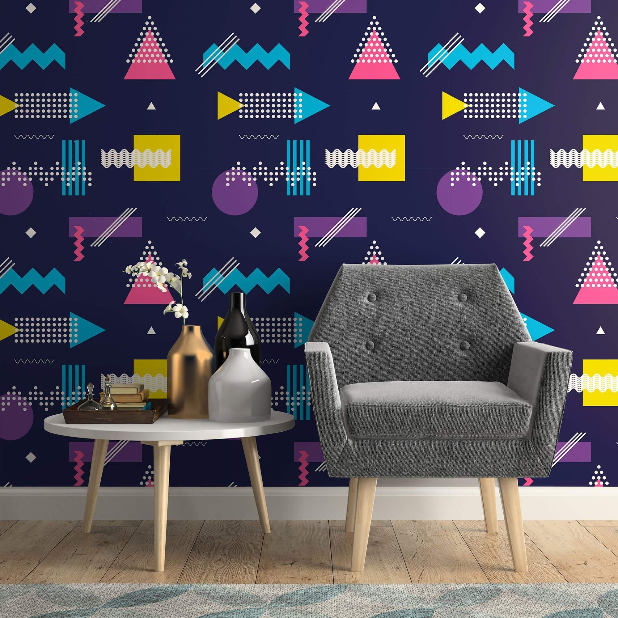 Pink and Yellow Geometric Peel & Stick Removable Wallpaper - Self-Adhesive Decorative Wall Covering for Bedroom, Nursery, or Home Office Decor