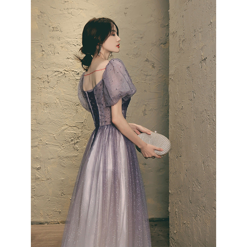 Elegant Gradient Purple Shiny Long Prom Dress - A-Line Tulle Party Gown for Homecoming, Evening Gala & Formal Events | Style 592