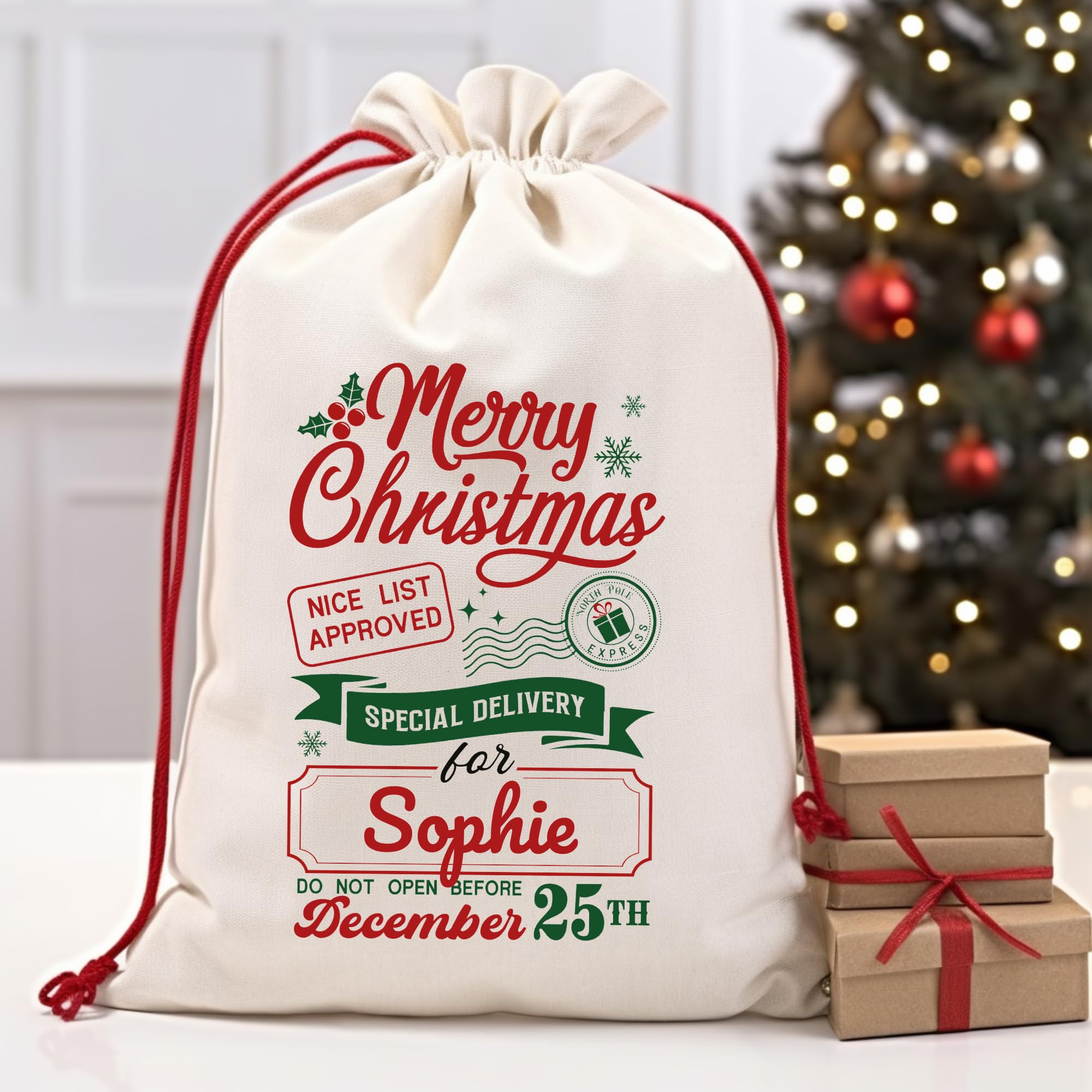 Personalized Santa Sacks with Drawstring | 17x20