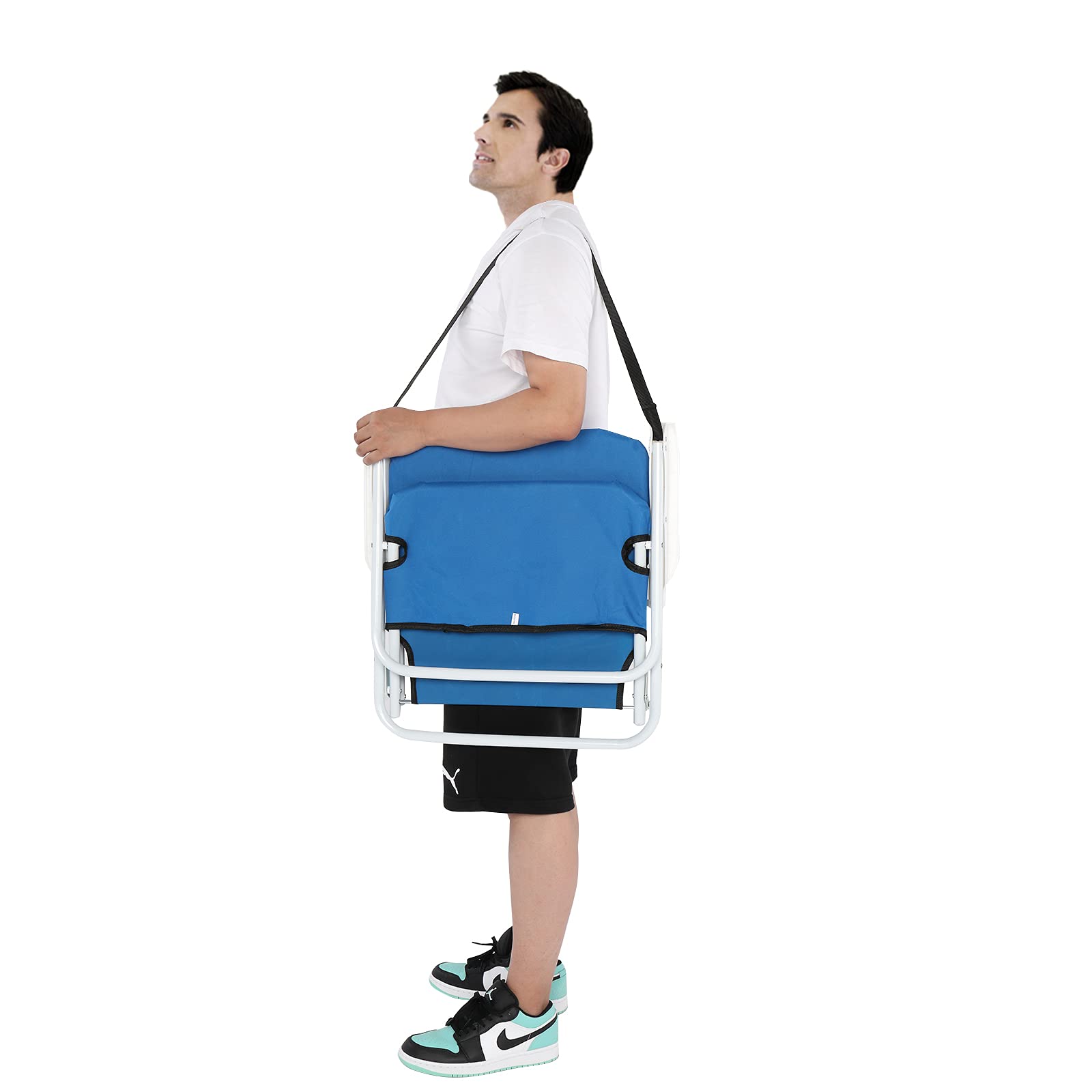 Heavy Duty Camping Chairs - Portable Folding Oversized Outdoor Chair with 220.46lbs Weight Capacity for Beach, Patio, Pool, Park & Indoor Use - Perfect for Camping, Picnics, Backyard Relaxation & Sporting Events (Blue)