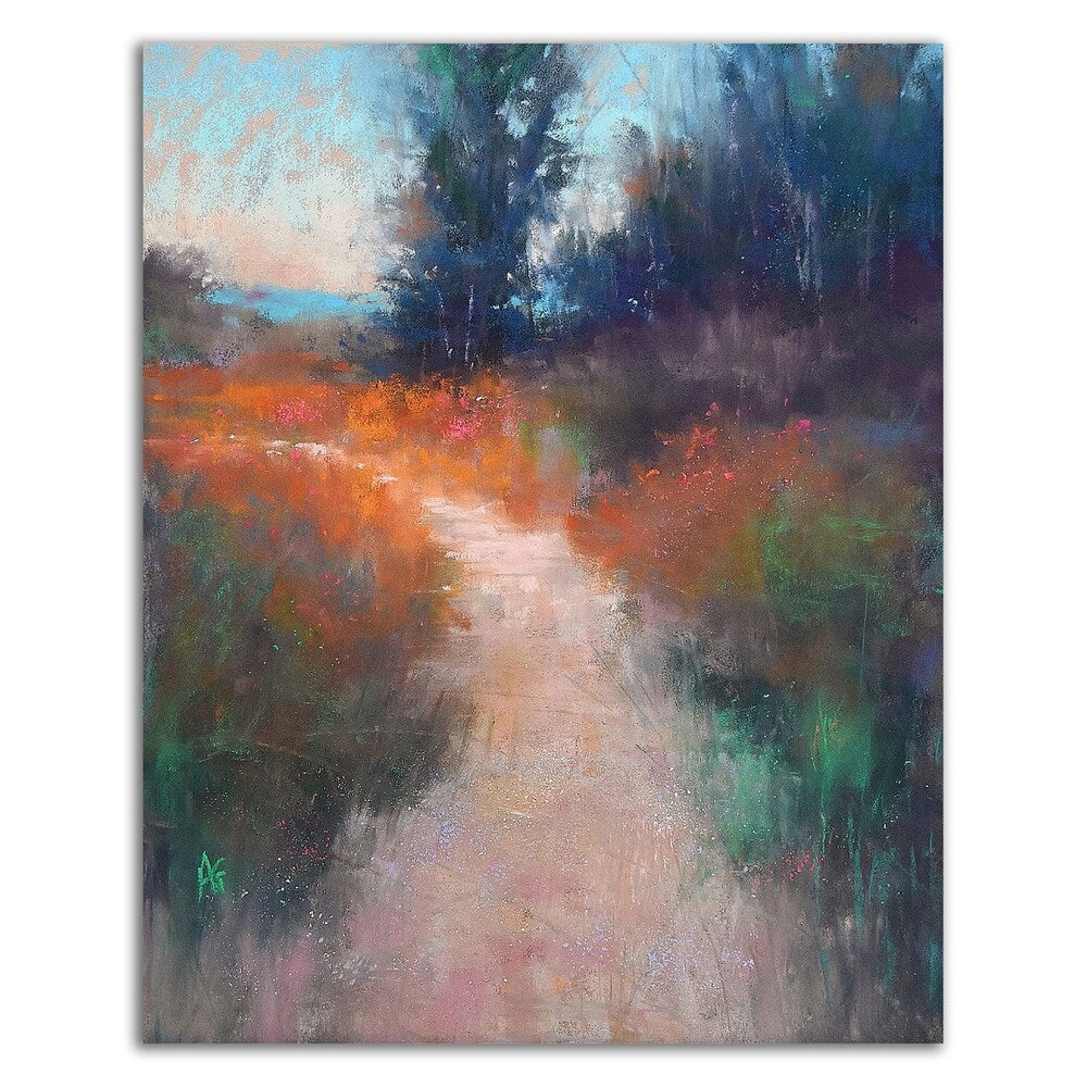 Behind the Trees by Alejandra Gos - Premium Canvas Wall Art Print - Ready to Hang - Nature Landscape Painting for Living Room, Bedroom & Office Decor