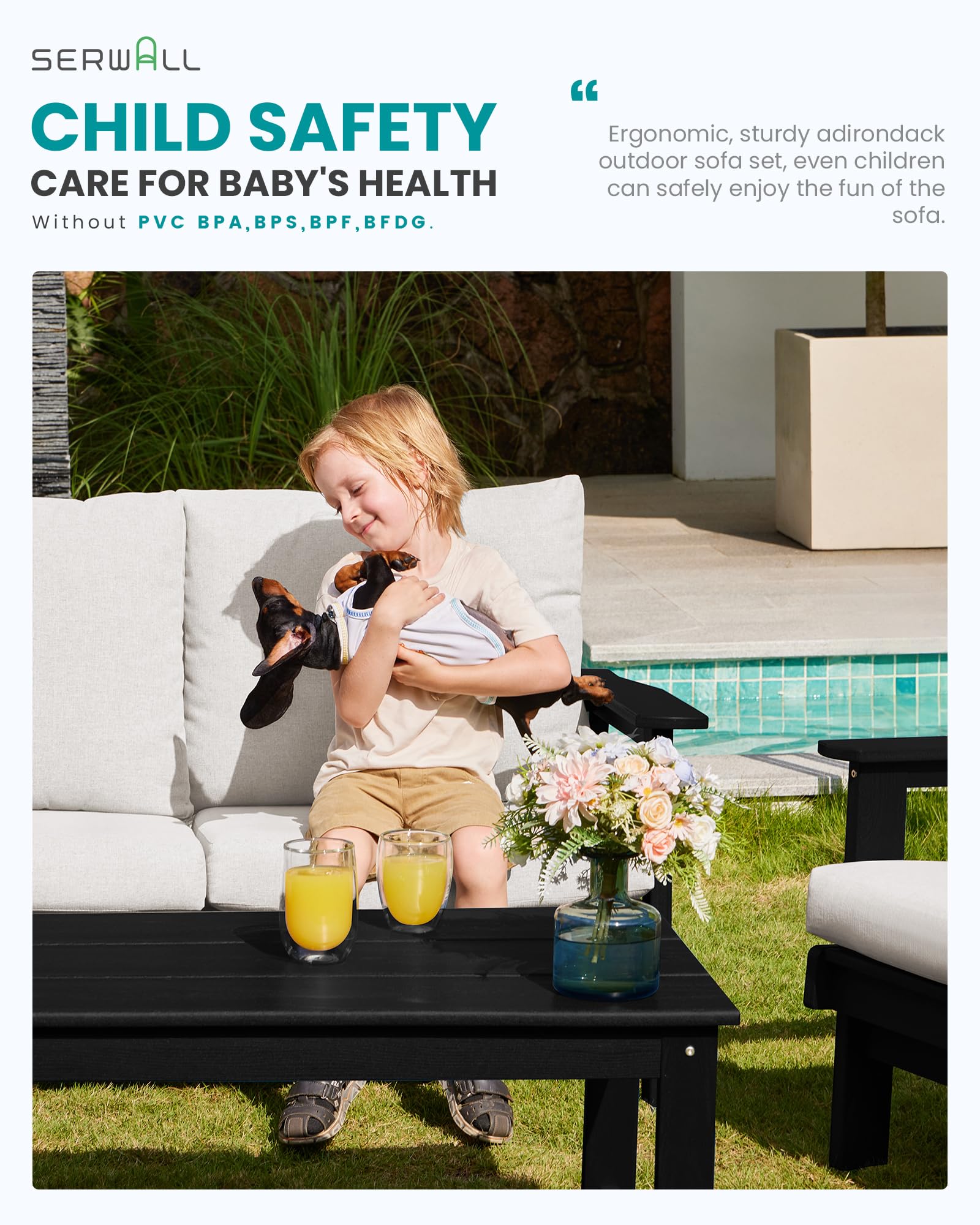 SERWALL All-Weather HDPE Outdoor Coffee Table - 37.8