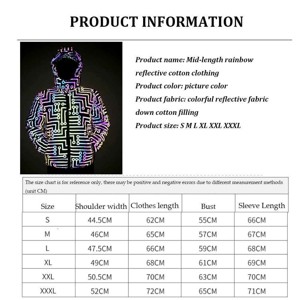 Reflective Cropped Puffer Jacket - Winter Coats for Women, Holographic Rave Outfit with Circuit Pattern (Size L) | Perfect for EDM Festivals, Streetwear & Cold Weather Fashion