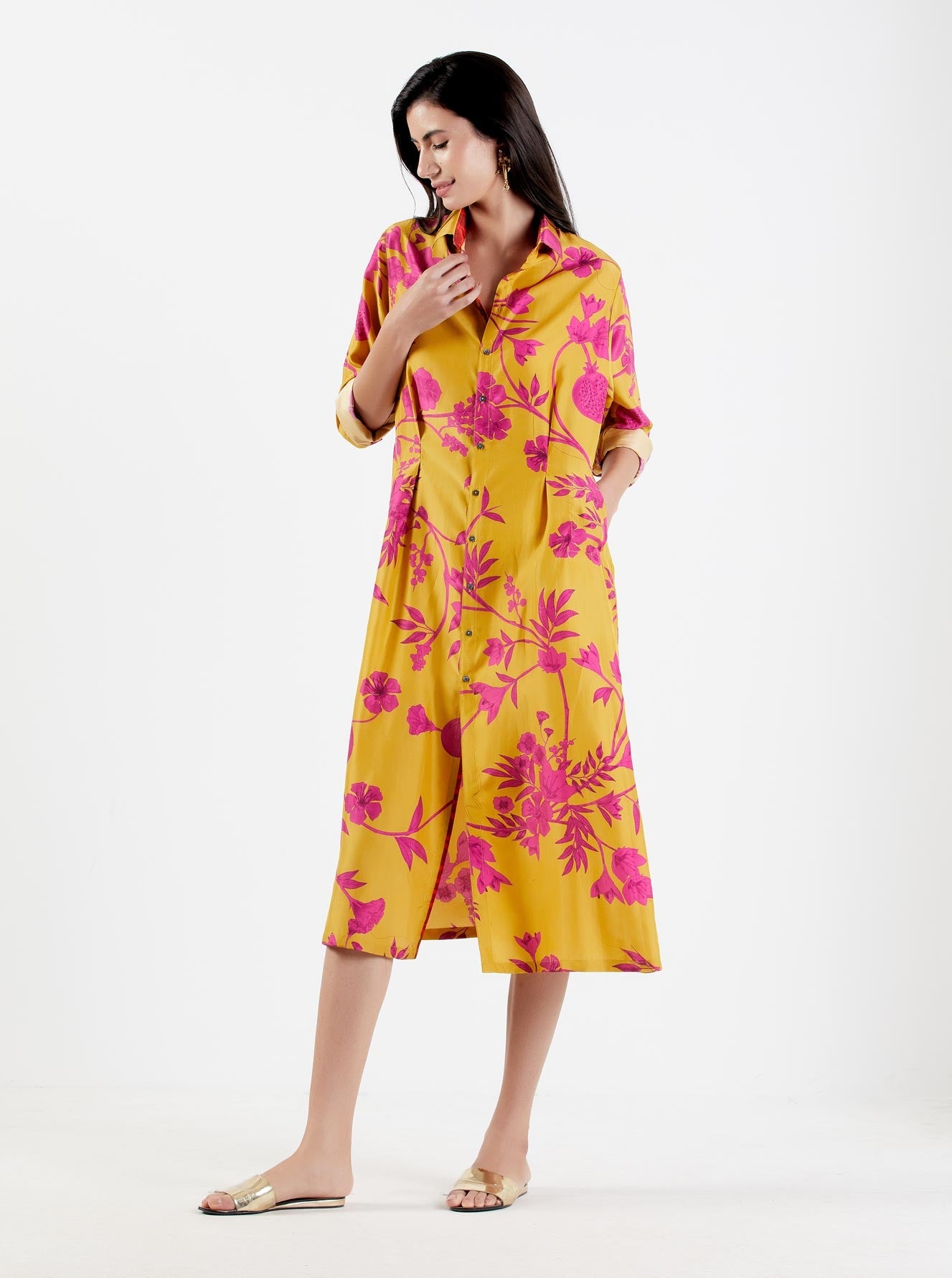 Elegant Pleated Silk Twist Sorbet Dress for Women | Summer Casual & Party Wear | Perfect for Office, Wedding & Special Occasions