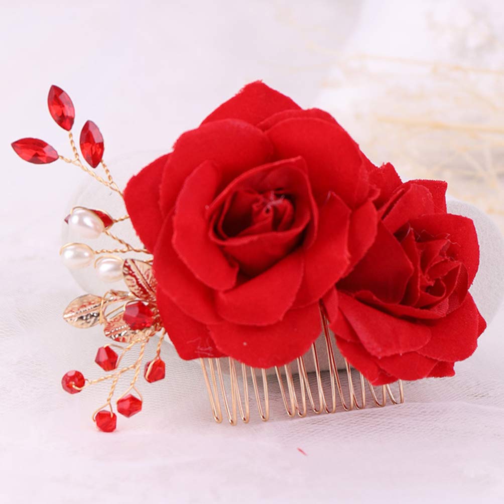 Minkissy Rose Hair Comb for Women - Elegant Bridal Wedding Hair Accessory, Prom & Special Occasion Hair Jewelry for Girls - Perfect for Weddings, Proms, and Formal Events