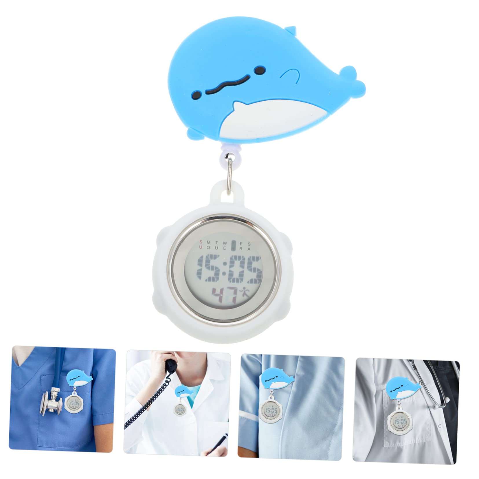 Holibanna Nurse Watch Clip - Blue Digital Fob Watch for Women, Stainless Steel - Perfect for Medical Professionals