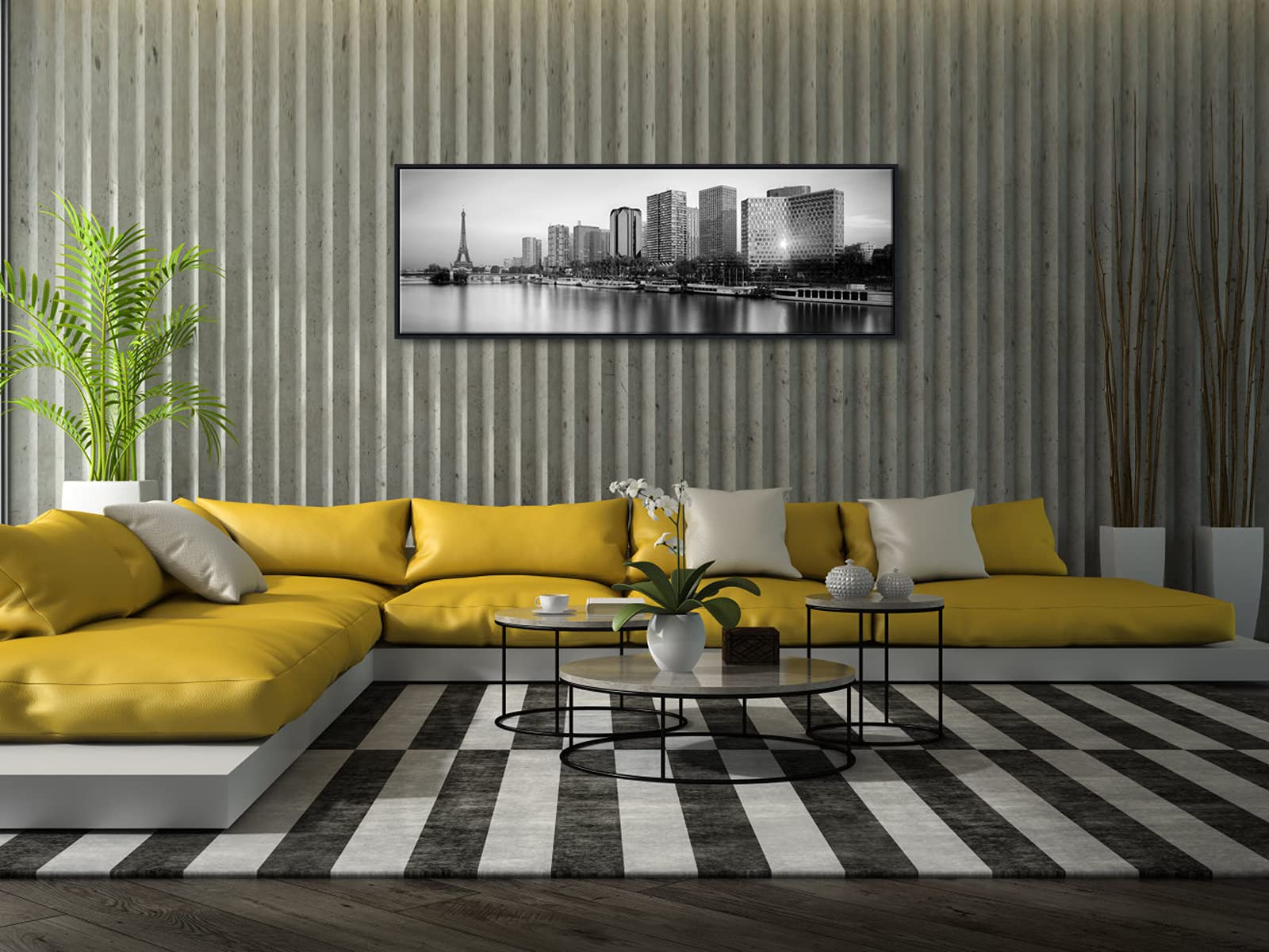 Pyradecor Black Framed Large Eiffel Tower Canvas Print - Paris Skyline Black & White Wall Art for Living Room, Bedroom & Office Decor | Modern Home & Office Wall Decorations