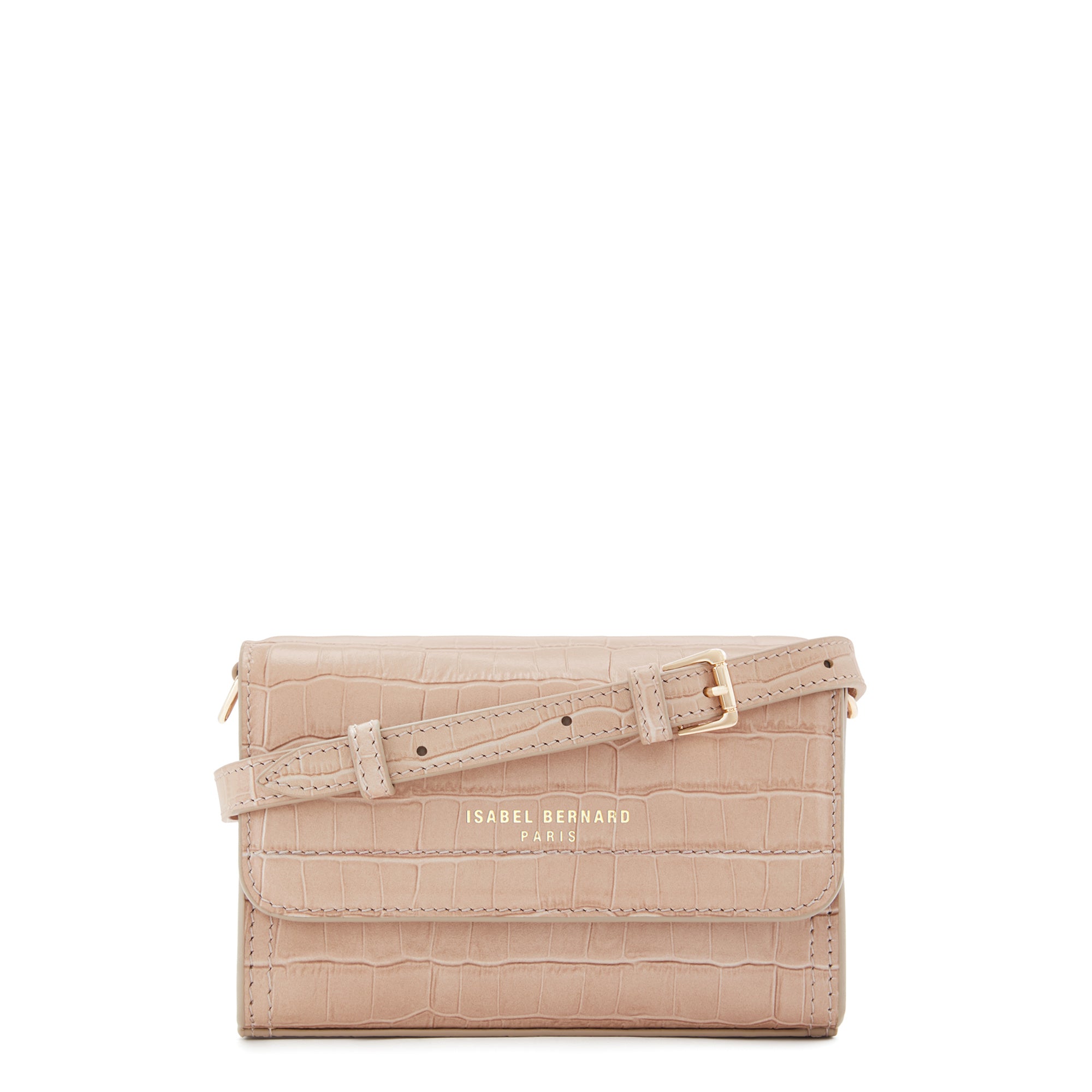 Femme Forte Kim Crocodile Embossed Beige Calfskin Leather Crossbody Bag for Women - Perfect for Work, Travel & Everyday Use