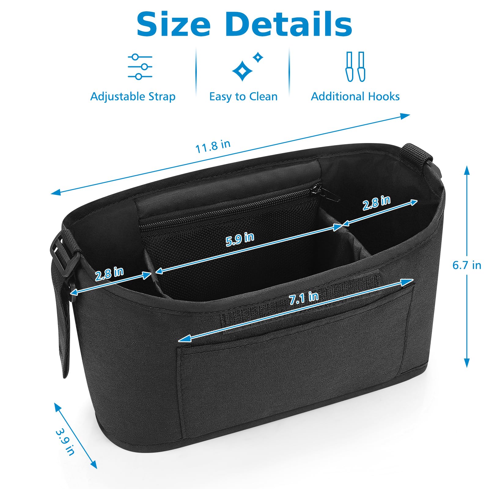Accmor Universal Stroller Organizer - Waterproof Stroller Caddy with Multiple Pockets for Diapers, Bottles & Toys - Fits Uppababy, Baby Jogger, Nuna, Doona, Britax Strollers - Perfect for Shopping, Walks & Travel with Baby