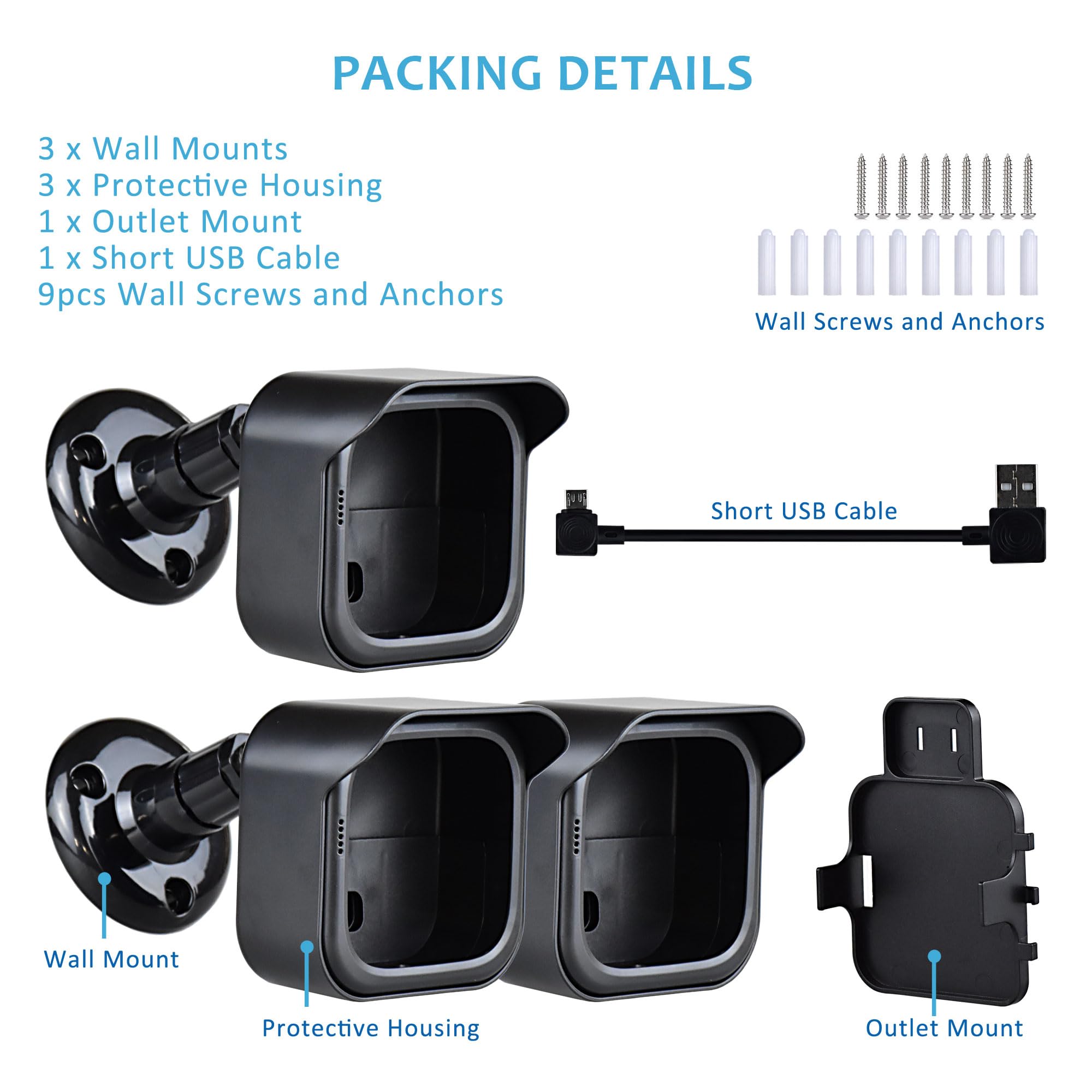 Blink Outdoor 4th & 3rd Gen Camera Mount Bracket - 3 Pack Weatherproof Security Camera Housing for Blink Outdoor Cameras (Cameras Not Included) - Perfect for Home Security, Garage Monitoring & Outdoor Surveillance
