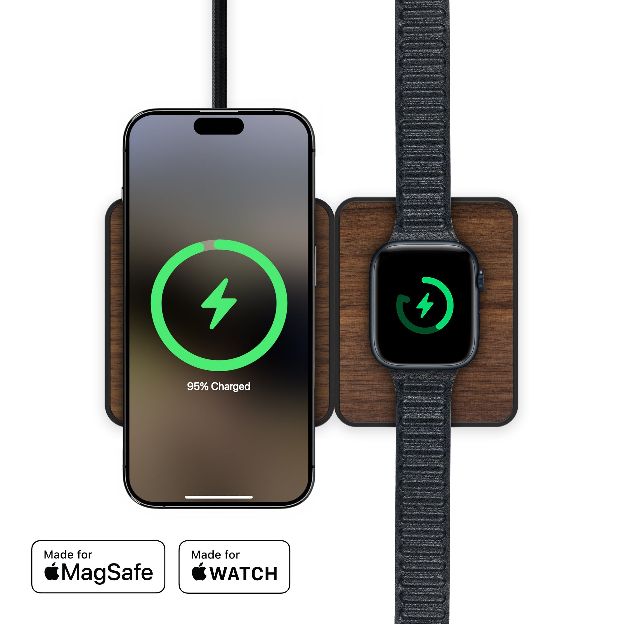 2-in-1 Fast Charging Set with Walnut Design - Dual USB Wall Charger & Car Charger Combo | Perfect for Home, Office & Travel Charging Needs