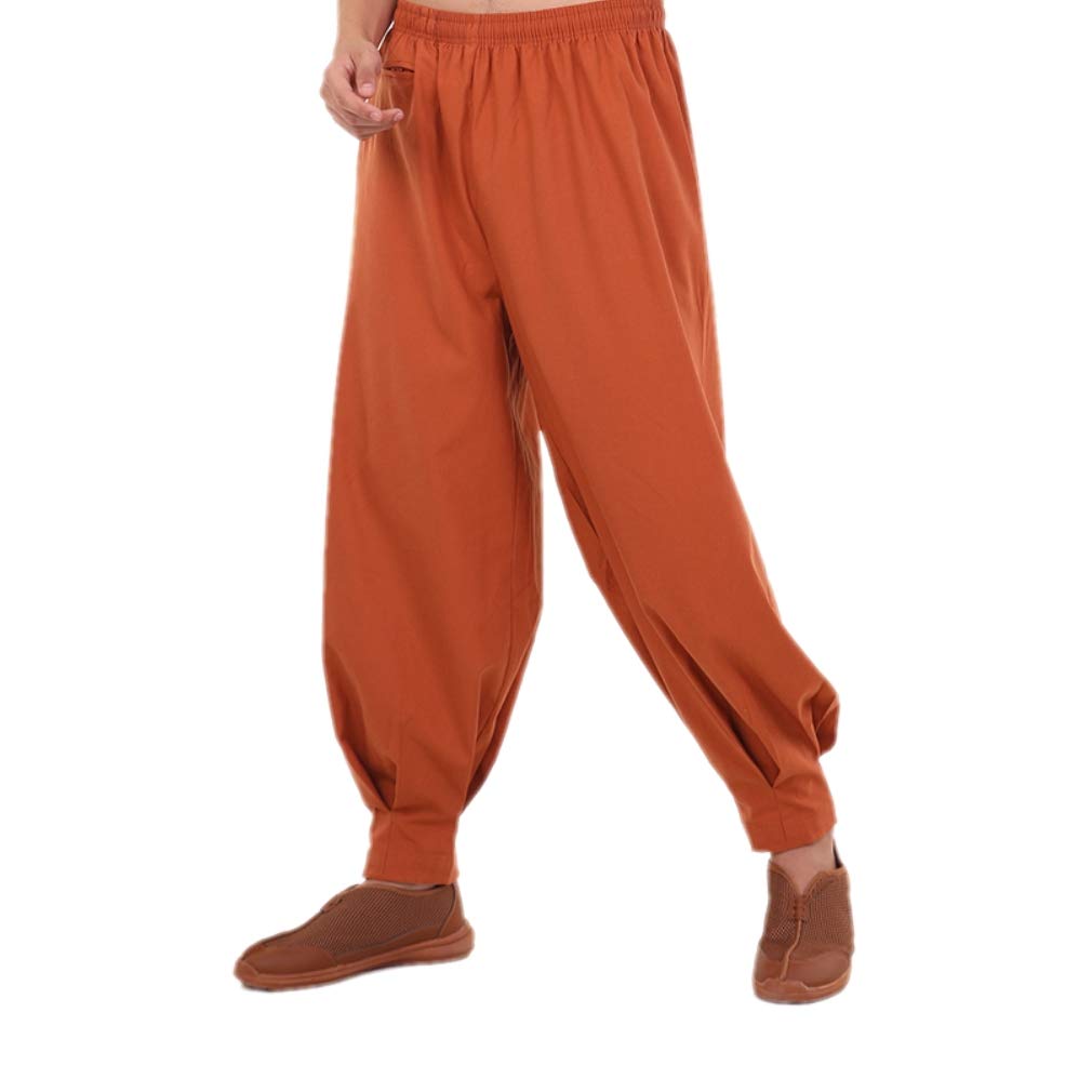ZanYing Men's Medieval Monk Meditation Kungfu Pants - Loose Fit Cotton Martial Arts Trousers for Tai Chi, Yoga & Zen Practice | Comfortable Training Pants for Men