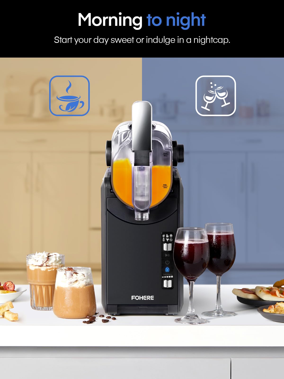 Professional Frozen Drink Maker with Quickfreeze Technology - 5 Preset Programs for Margaritas, Slushies & Frappés | Commercial & Home Use for Parties, Cafés & Restaurants | Black
