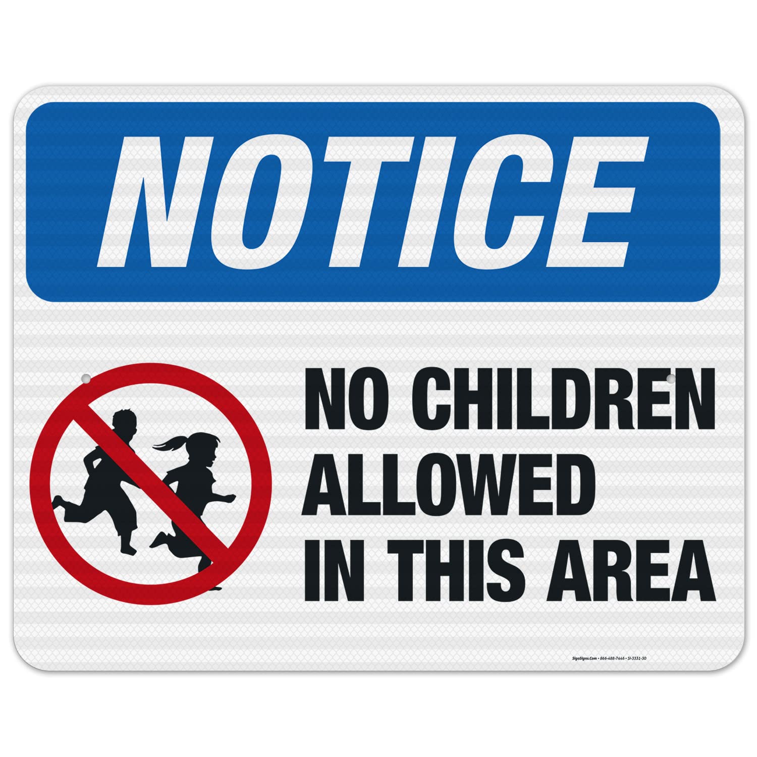 No Children Allowed OSHA Sign - 24x30 Inches 3M EGP Reflective Aluminum Safety Sign - .080 Thick Fade-Resistant Indoor/Outdoor Warning Sign - Made in USA - Perfect for Construction Sites, Warehouses & Restricted Areas