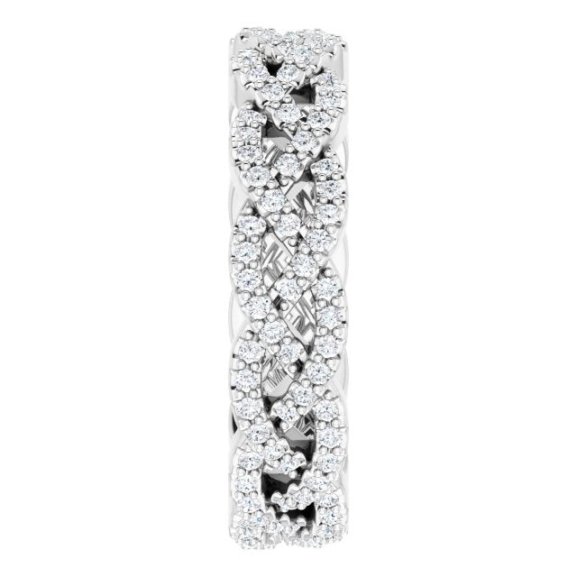 0.72 Carat Round Diamond Eternity Band - Open Braid Design Wedding Ring for Women, Perfect for Anniversary, Engagement, and Bridal Jewelry Gifts