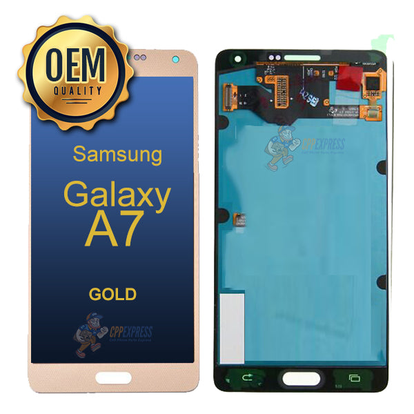 Samsung Galaxy A7 LCD Screen Replacement - Gold Display Assembly Without Frame | Compatible with Samsung Galaxy A7 Smartphone for DIY Repairs & Screen Fixes