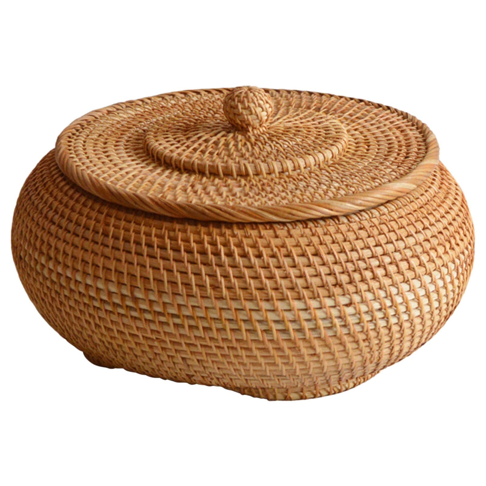Bddalpke Rattan Storage Box - Woven Basket Organizer for Candy, Bread, Shelves & Tables | Perfect for Home, Kitchen & Office Organization