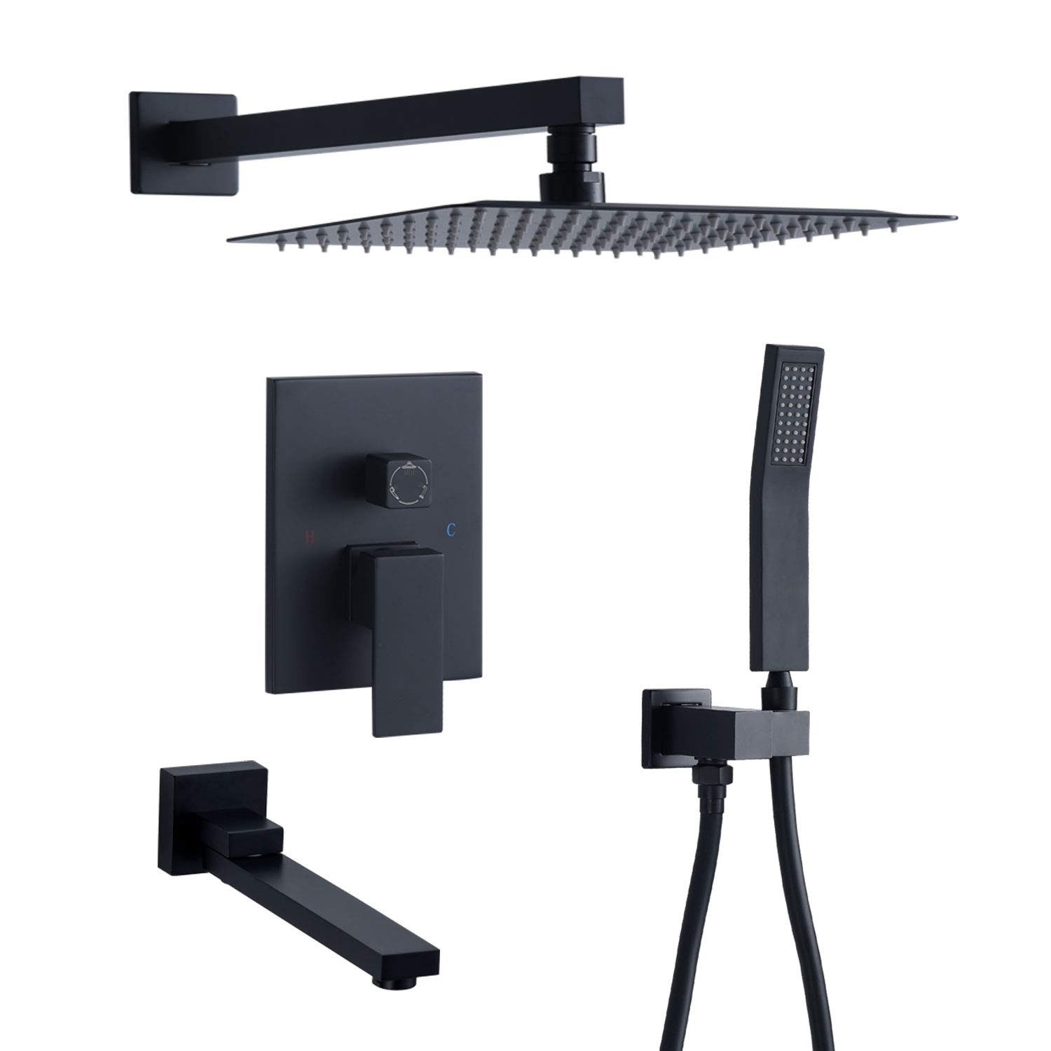 Premium Black Shower Faucet Set with 10