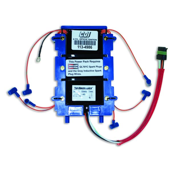CDI Electronics Johnson Evinrude 113-4986 Power Pack with Long Sensor Lead Unit - 6100 RPM Limit - Perfect for Outboard Motor Repair & Marine Engine Maintenance