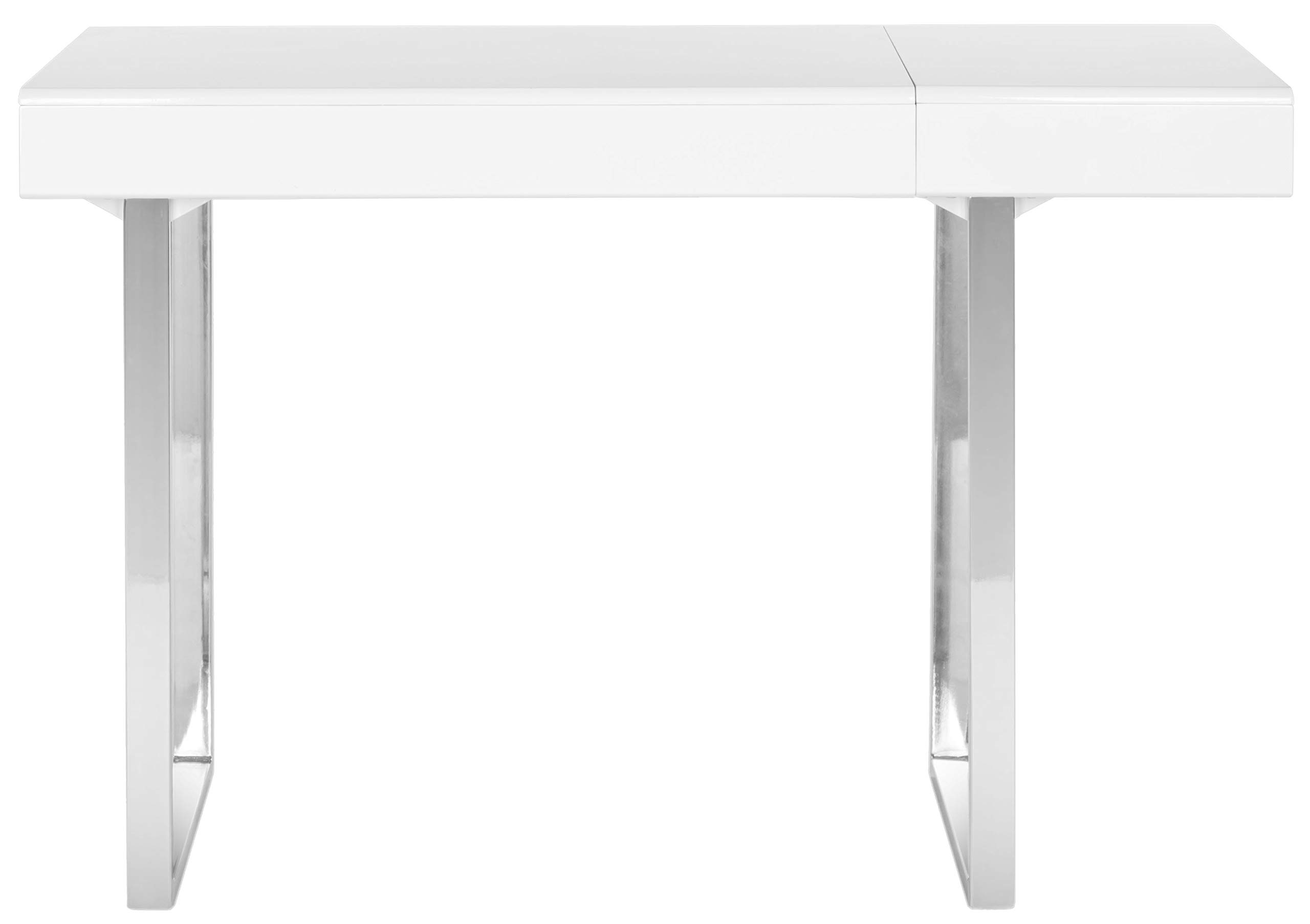 Safavieh Home Collection Berkley Desk - Modern White & Chrome Writing Desk for Home Office, Study, or Dorm Room | Stylish Workstation with Sleek Design