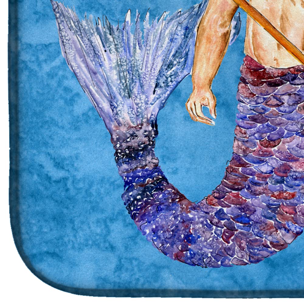 Caroline's Treasures Mermaid and Merman Dish Drying Mat - Absorbent Kitchen Counter Mat for Dishes - 14 x 21 Inch Colorful Non-Slip Drainer Pad - Perfect for Kitchen Countertops, Sink Areas and Dish Drying Stations