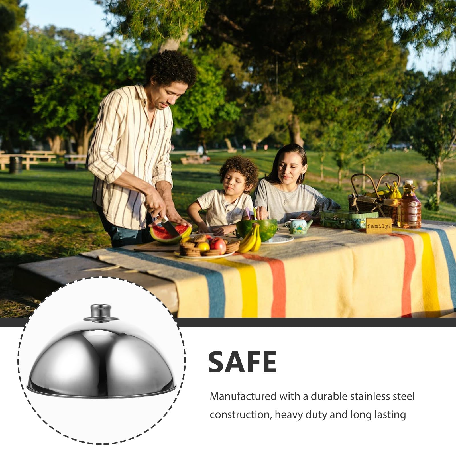 UPKOCH 12.5 Inch Stainless Steel Food Cover - Silver Bead Dish Dome Lid for Restaurants & Home Use | Keep Food Fresh & Dust-Free for Buffets, Parties & Outdoor Dining