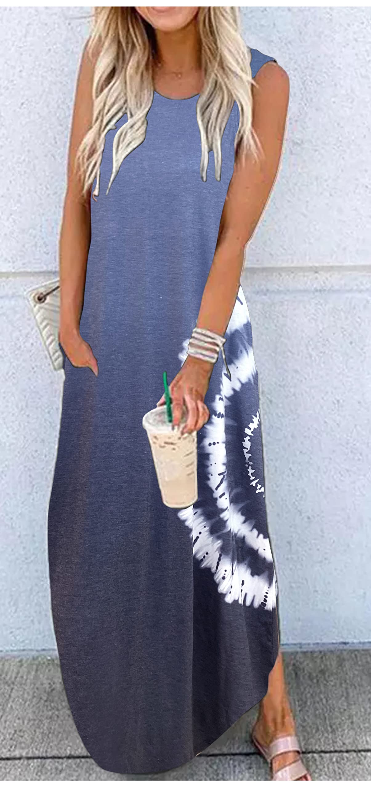 2025 Women's Summer Dresses - Floral Boho Maxi Sundress with Pockets for Beach Vacation & Tropical Getaways | Perfect for Pool Parties, Resort Wear and Casual Outings
