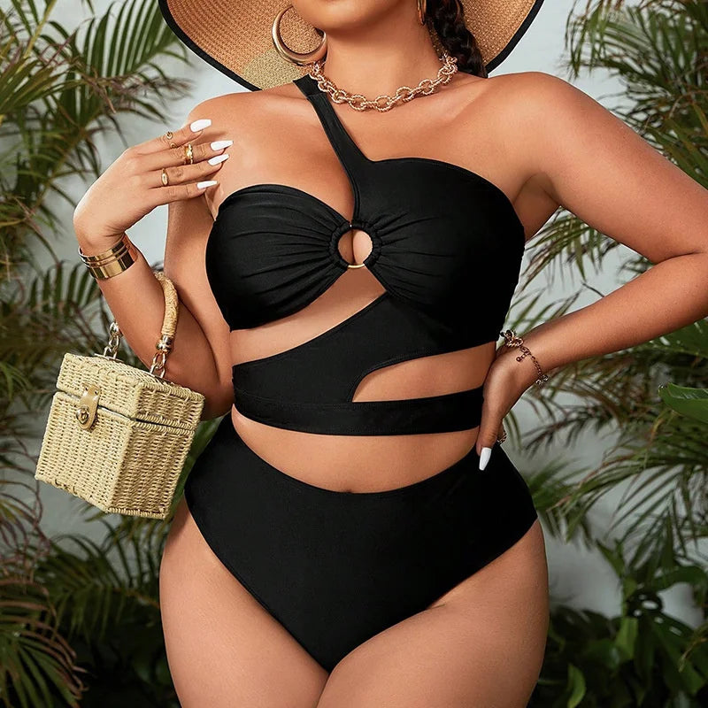 2025 Trendy Big Size Women's Bikini Set - Sexy Halter Two Piece Swimwear with High Waist & Bandage Design | Perfect for Beach Vacations, Pool Parties & Summer Getaways