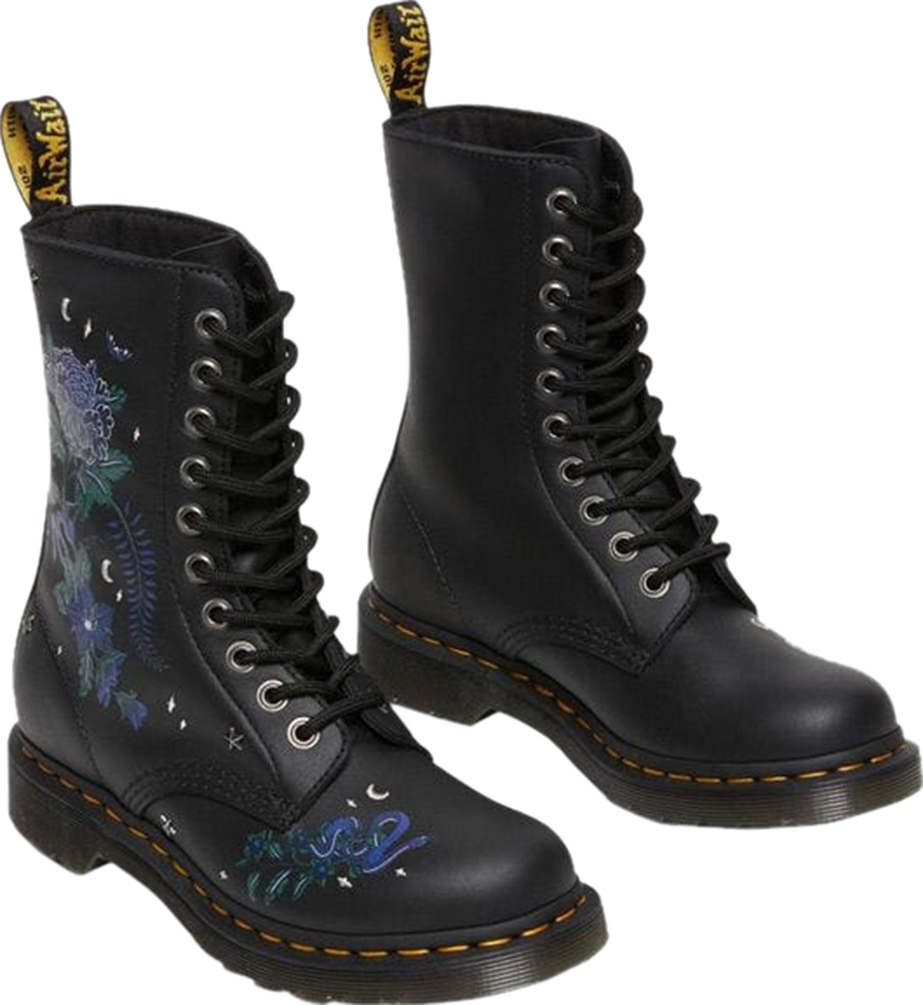 1490 Mystic Floral Leather Mid Calf Boots for Women - Stylish Knee High Boots with Floral Design | Perfect for Fall Fashion, Date Nights & Office Wear