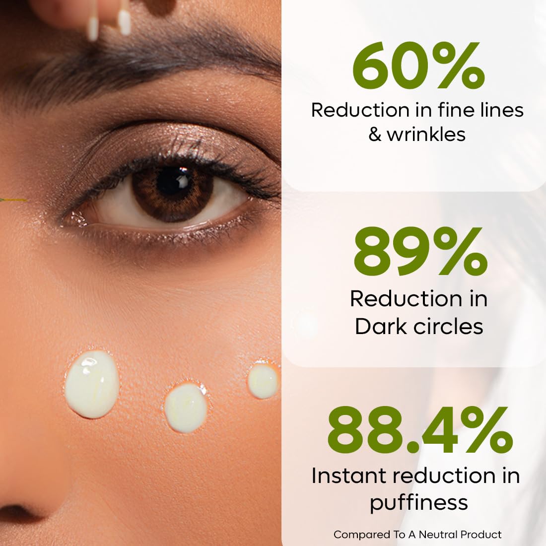 mCaffeine Green Tea Under Eye Cream for Dark Circles & Wrinkles - 3% Caffeine, 1.5% Vitamin C & Peptides - Reduces Puffiness & Fine Lines - Cooling Gel with Roller Applicator - 15ml - Perfect for Morning & Night Skincare Routine for Men & Women
