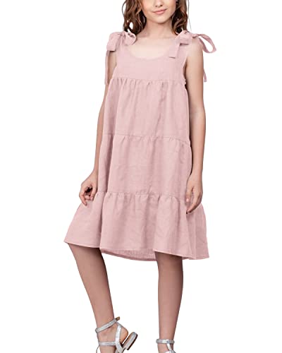 Miniketty Girls' Summer Casual Dress - Cute Sleeveless Ruffle Tiered Sun Dress for Beach, Vacation & Outdoor Play | Lightweight Comfortable Outfit for Kids