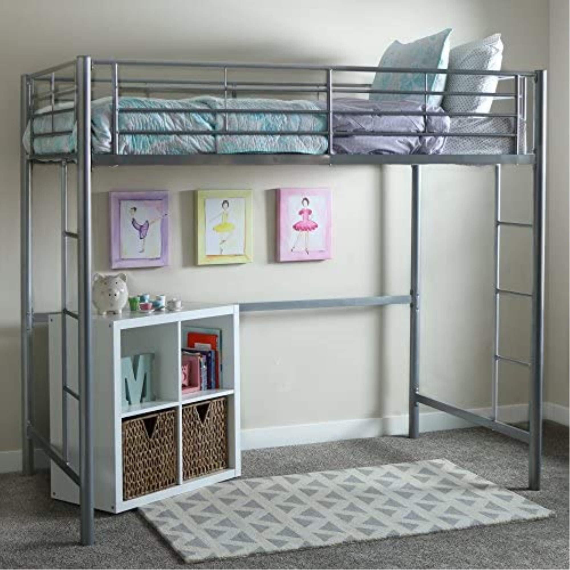 Walker Edison Elodie Urban Industrial Twin over Twin Metal Bunk Bed - Silver | Space-Saving Kids & Guest Room Bunk Bed for Small Spaces & Dorm Rooms