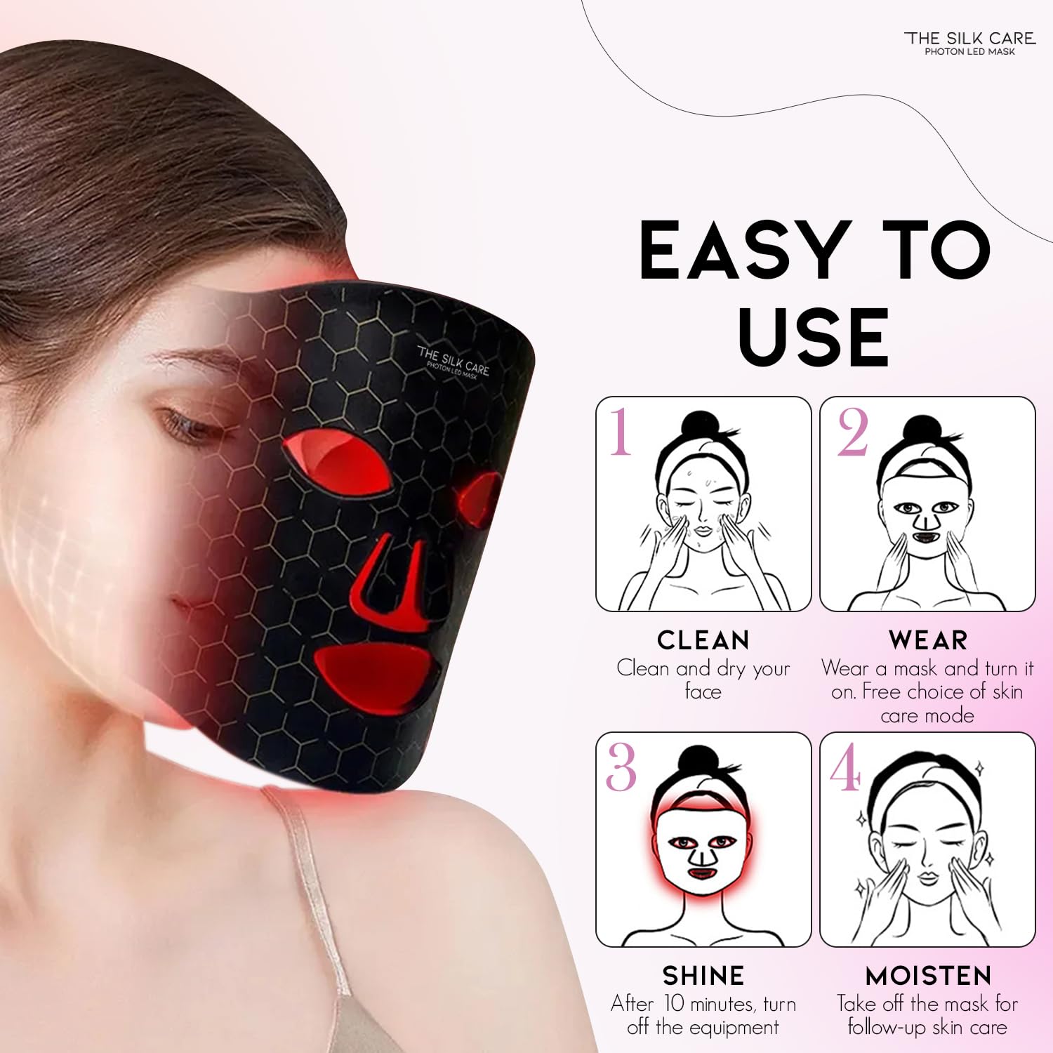 Red Light Therapy Mask for Face - 7 Color LED Light Therapy Device for Skin Rejuvenation & Anti-Aging | At-Home Spa Treatment for Wrinkles, Acne & Collagen Boost